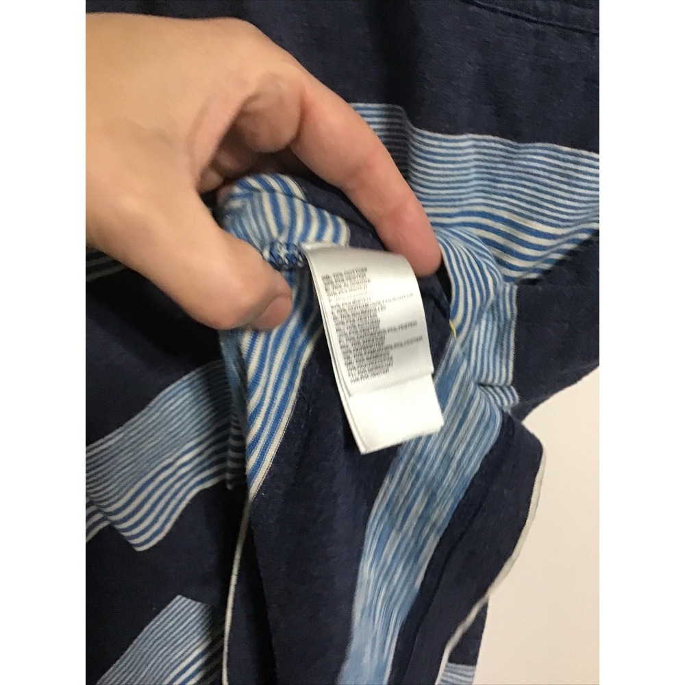 The North Face Polo Shirt Mens Large Blue Striped Short Sleeve Pocket Gorpcore - Picture 6 of 10